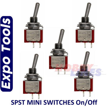 SWITCH SPST ON OFF 2 postion Miniature 5pk Model electronics EXPO A28010