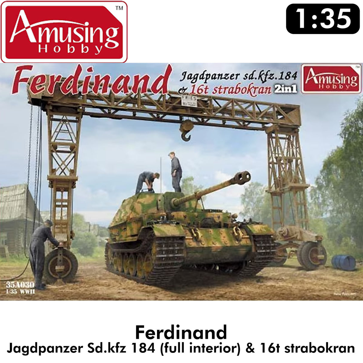 SD. Kfz184 FERDINAND Tank & 16t STRABOKRAN 2in1 1:35 kit | Amusing Hobby | 35A030