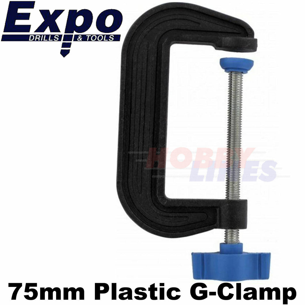 PLASTIC G-CLAMPS 3 sizes 25/50/75mm precise soft grip Expo Tools 71070