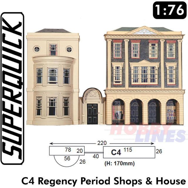 REGENCY SHOPS & HOUSE C4 1:72 OO HO Railways Building Series C C04 SuperQuick