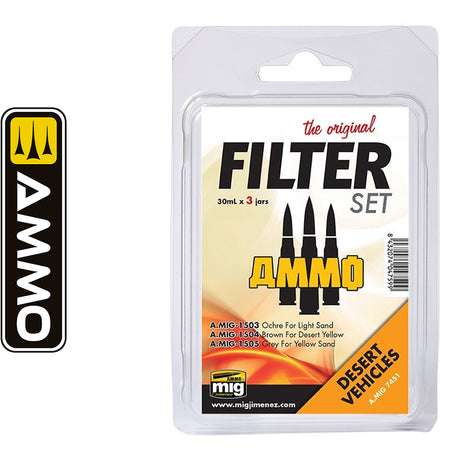 The Original Filter Set - Desert Vehicles - 3 x 30ml  | AMMO by Mig Jimenez | MIG7451