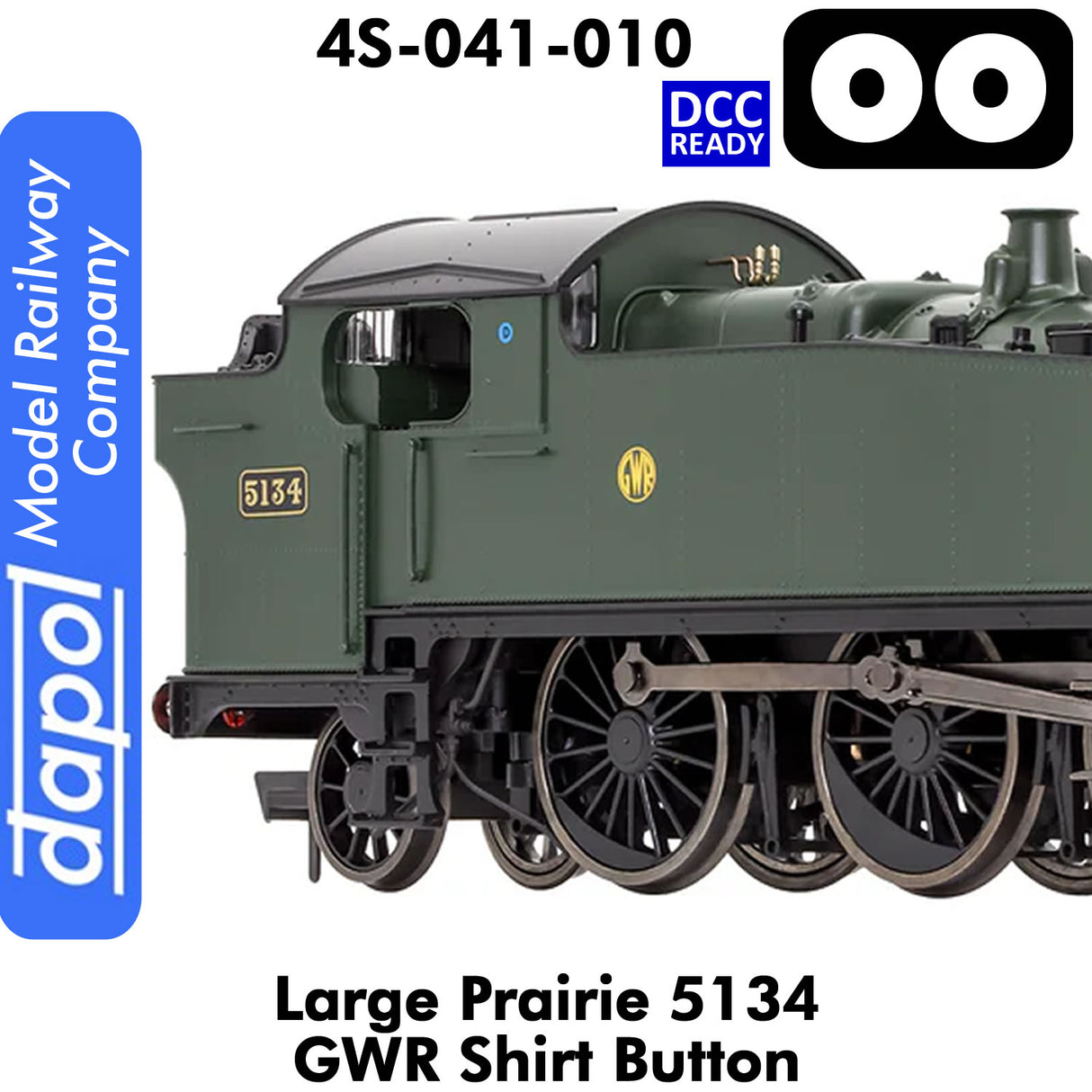 LARGE PRAIRIE 5134 GWR SHIRT BUTTON DCC Ready Steam Locomotive | Dapol | 4S-041-010