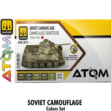 ATOM Soviet Camouflage 1935-45 Set -  6 20ml Acrylic Paint | Ammo by Mig Jimenez 