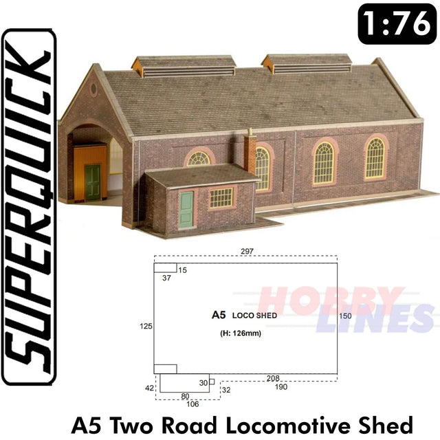TWO ROAD LOCO SHED A5 1:72 OO HO Gauge Railways Building Series A A05 SuperQuick