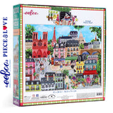 eeBoo PARIS IN A DAY 1000 pc Square Jigsaw Puzzle Super Deluxe PZTPD2