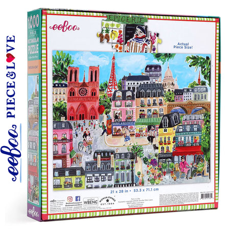 eeBoo PARIS IN A DAY 1000 pc Square Jigsaw Puzzle Super Deluxe PZTPD2