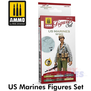 US MARINES WWII UNIFORMS Figures Paint Set 6 jars 17ml AMMO Mig Jimenez Mig7021