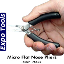 Load image into Gallery viewer, Micro Flat Nose Plier Stainless Steel 4&quot; spring hinge  Expo Tools 75535
