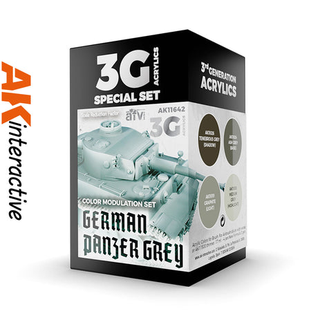 3G Special Set - German Panzer Grey - 4 x 17ml Acrylic Paint | AK interactive | AK11642