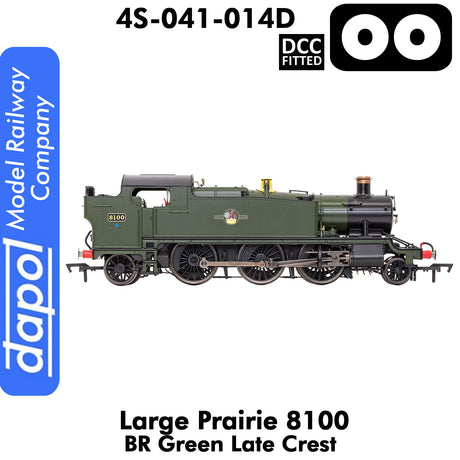 LARGE PRAIRIE 8100 BR Late Crest Steam Locomotive DCC Fitted | Dapol | 4S-041-014D