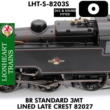 Lionheart Trains - BR 3MT LINED LATE CREST 82027  DCC&Sound 1:43.5 OO | Dapol | LHT-S-8203S