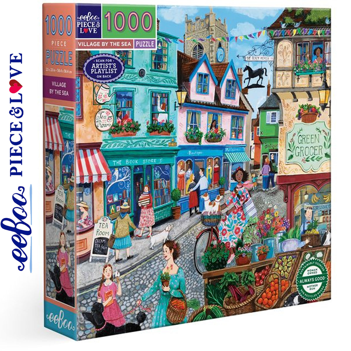 *DAMAGED BOX* - Village by the Sea - 1000pc Puzzle | eeBoo | PZT690