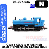 Great Western Railway - 57XX 0-6-0 Pannier 3650 Stephenson Clarke -  Blue - DCC Ready | Dapol | 2S-007-036
