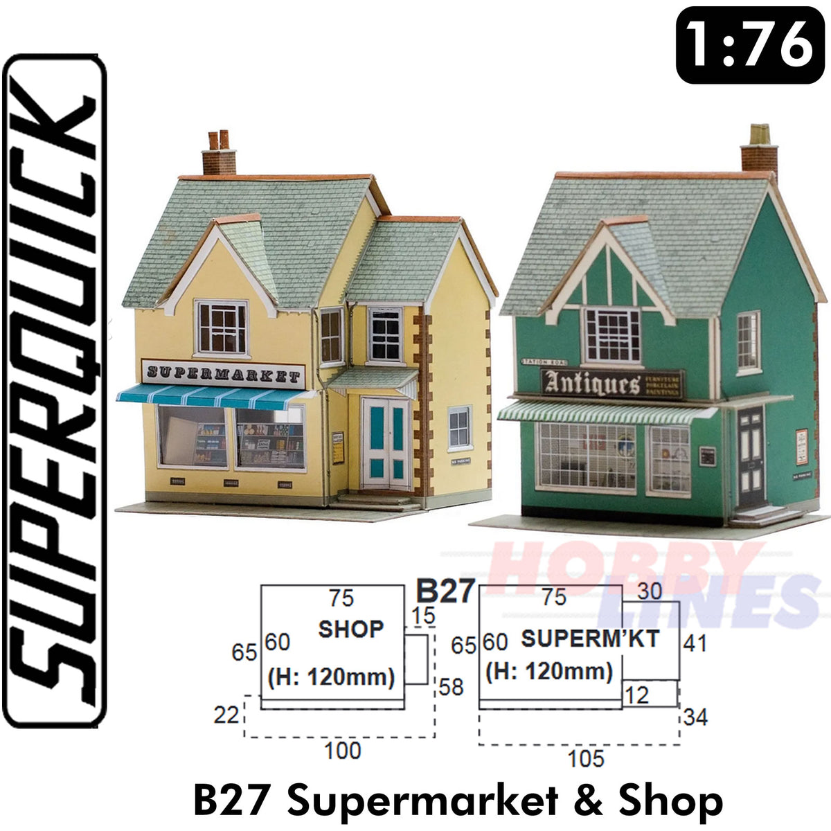 SUPERMARKET & SHOP 1:72 OO HO Gauge Railways Building Series B B27 SuperQuick