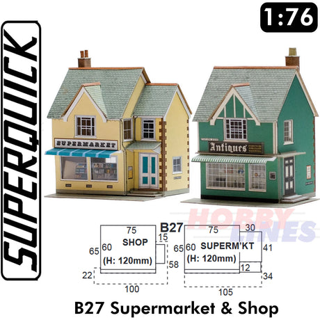 SUPERMARKET & SHOP 1:72 OO HO Gauge Railways Building Series B B27 SuperQuick