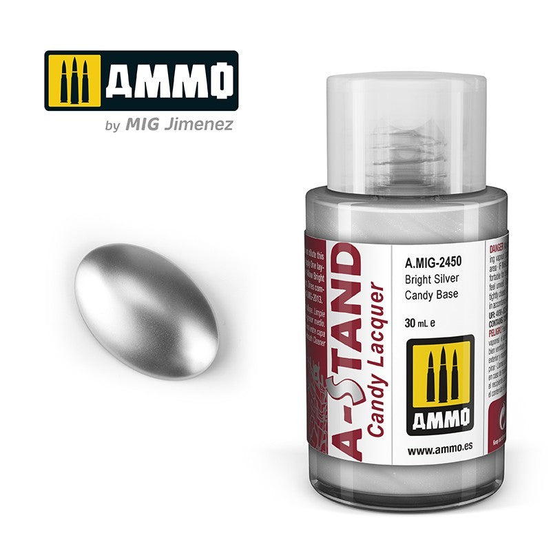 A-Stand - Bright Silver Candy Base - 30ml Bottle | Ammo by Mig Jimenez | MIG2450