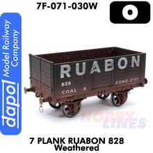 Load image into Gallery viewer, 7 Plank Wagon RUABON 828 Weathered 1:43 O gauge Dapol 7F-071-030W
