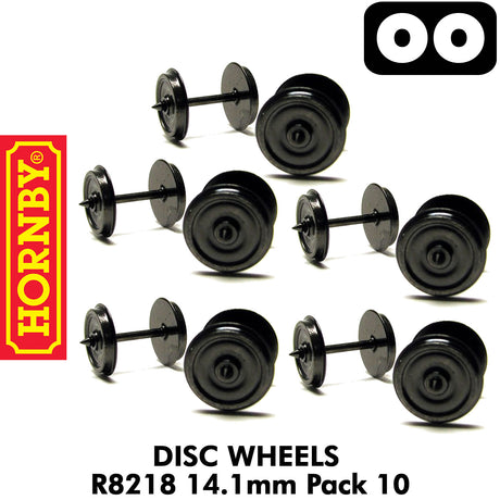 OO Gauge Disc Wagon Wheels & Axels 14.1mm - 10 Pack | Hornby |  R8218