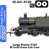 LARGE PRAIRIE 5101 BR Late Crest Steam Locomotive DCC Fitted | Dapol | 4S-041-015D