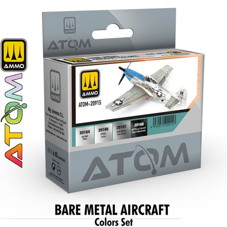 ATOM Bare Metal Aircraft Colors Set - 4 20ml Acrylic Paint | Ammo by Mig Jimenez  