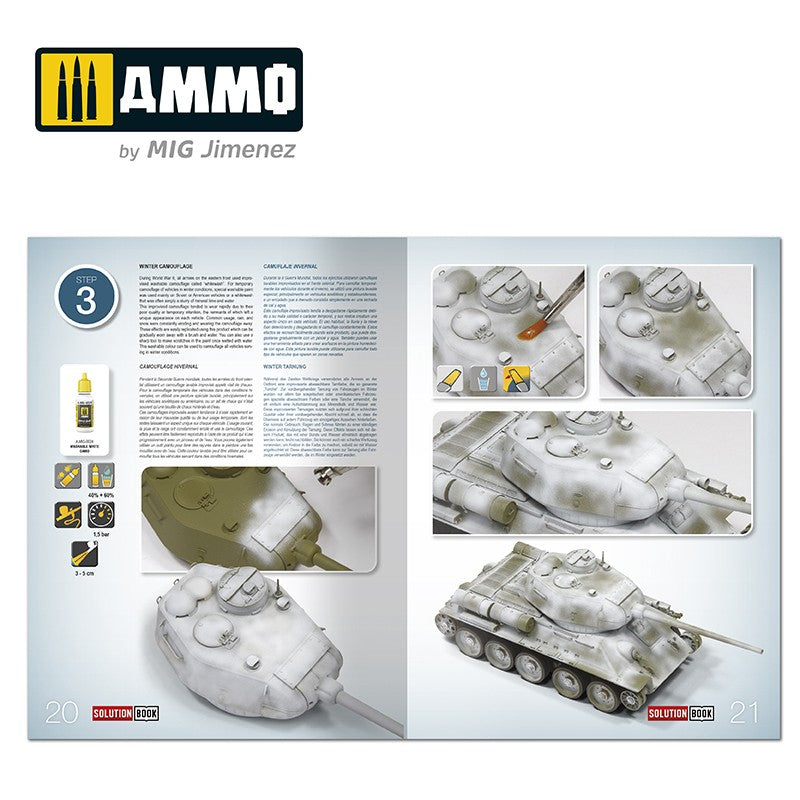  Solution Book 20 - How to Paint WWII Soviet Winter Vehicles (English, Castellano, Français, Deutsch) | Ammo by Mig Jimenez | MIG6603