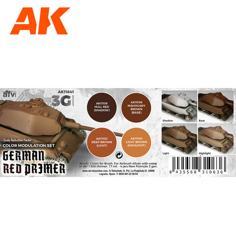 3G Special Set - German Red Primer - 4 x 17ml Acrylic Paint | AK interactive | AK11641