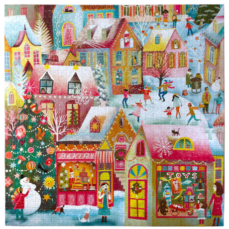 eeBoo HOLIDAY VILLAGE 1000 pc Square Jigsaw Puzzle Super Deluxe Christmas PZTHYV