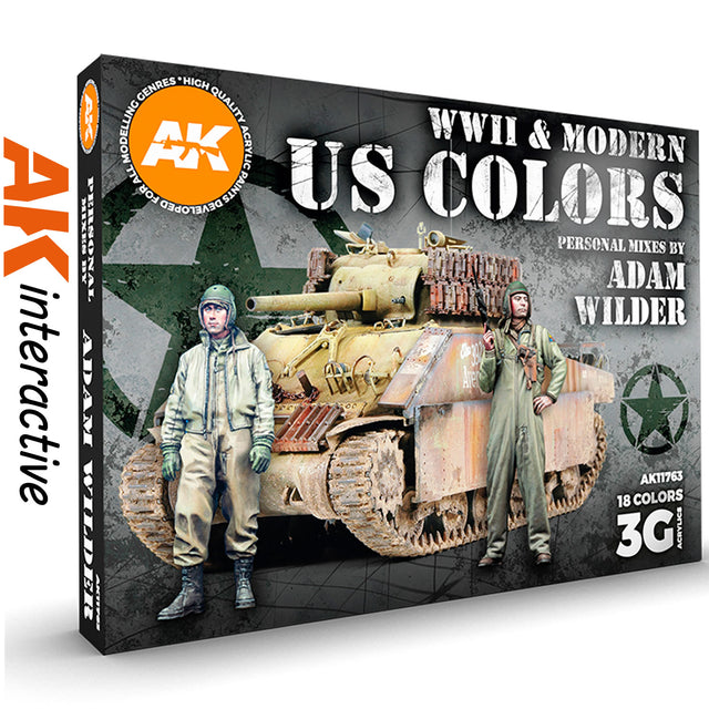 Adam Wilder - WWII & Modern US Colours - 3G Acrylic Paint x 18  | AK Interactive | AK11763