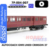 Autocoach GWR Lined Crimson 37 Coach- DCC & Lightbar Ready | Dapol | 7P-004-007