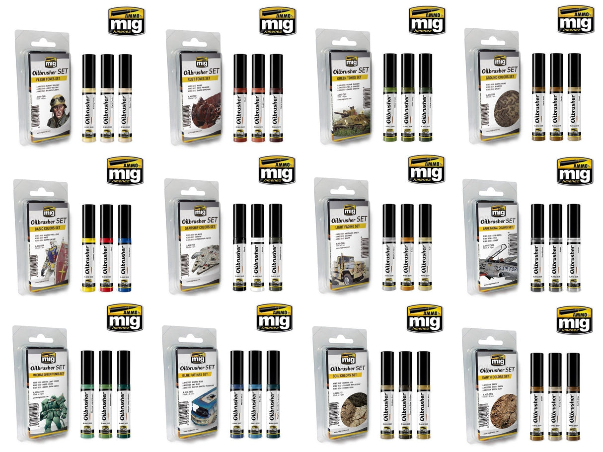 Oilbrusher Set - Flesh Tones - 3x10ml | Ammo by Mig Jimenez | MIG7500
