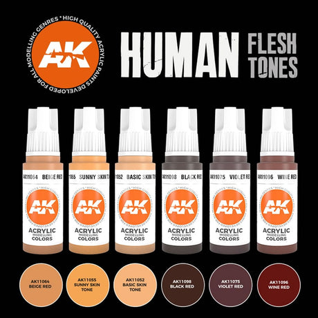 Human Flesh Tones - 3G Acrylic Paint x 6  | AK interactive | AK11603