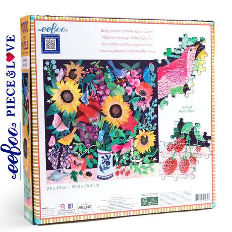 eeBoo SUMMER BOUQUET 1000 pc Square Jigsaw Puzzle Super Deluxe PZTSMB