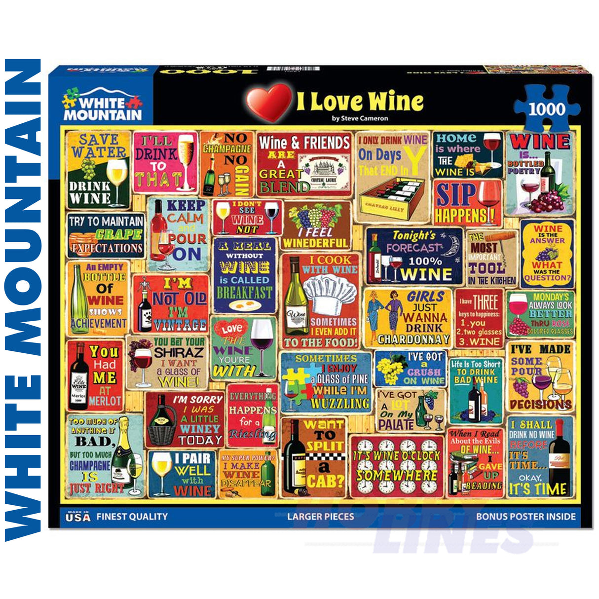  * DAMAGED * I Love Wine - 1000pc Puzzle | White Mountain | 1840