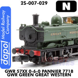 Great Western Railway - 57XX 0-6-0 Pannier 7718 Green Great Western - DCC Ready |  Dapol | 2S-007-029