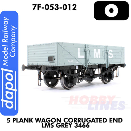 5 Plank Wagon Corrugated End LMS Grey 3466  | Dapol | 7F-053-012
