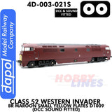 Class 52 Western Invader BR Maroon Small Yellow Panels D1009 - DCC Sound Fitted | Dapol | 4D-003-021S