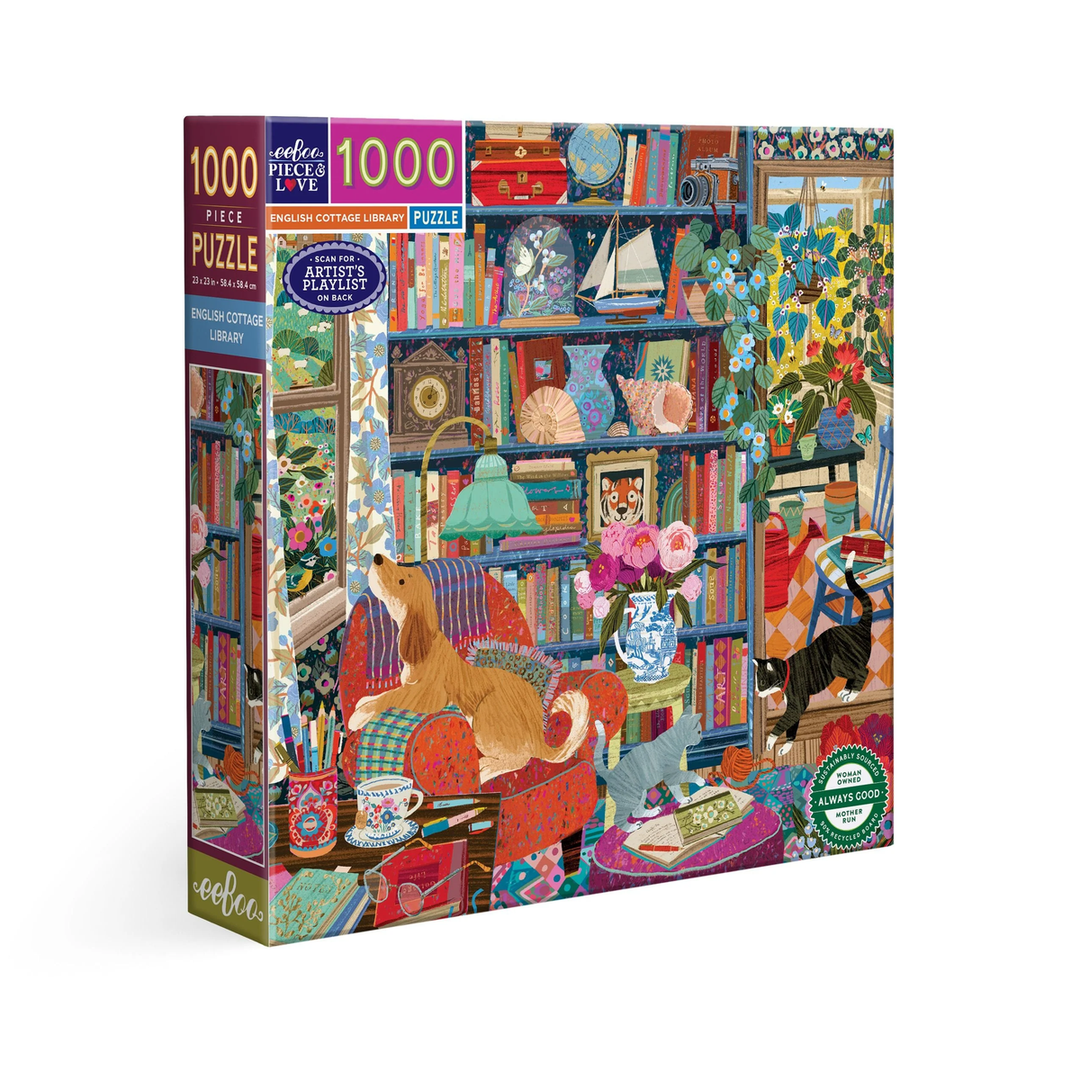 English Cottage Library - 1000pc Puzzle | eeBoo | PZT928