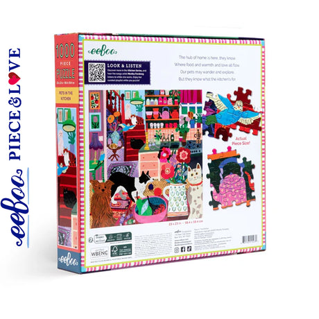 eeBoo PETS IN THE KITCHEN 1000 pc Square Jigsaw Puzzle Super Deluxe PZT121