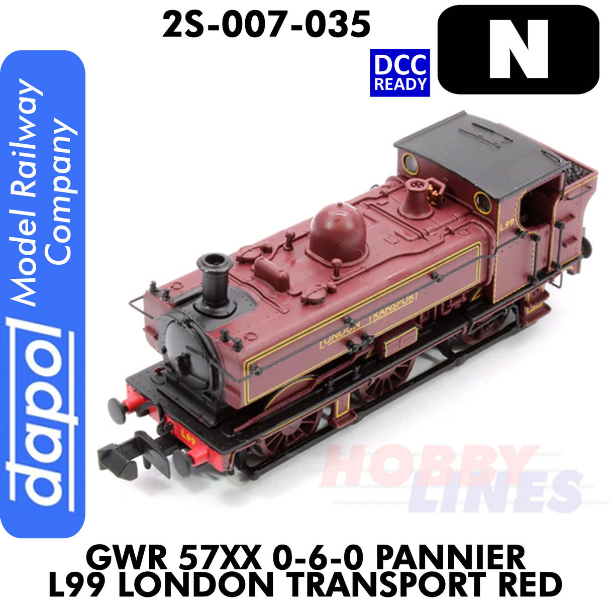 London Transport  - Pannier L99 - Red - DCC Ready | Dapol | 2S-007-035