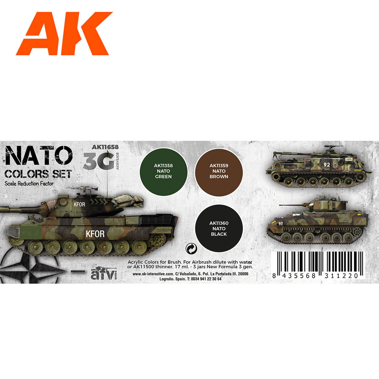 3G Special Set - NATO Colors Set - 3 x 17ml Acrylic Paint | AK interactive | AK11658