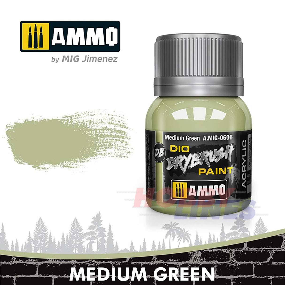 DIO Drybrush Paint - Medium Green 40ml | Ammo by Mig Jimenez | MIG0606