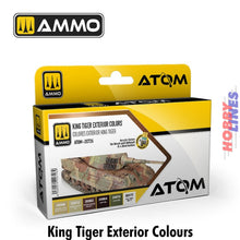 Load image into Gallery viewer, King Tiger Exterior Colours Colors 6 20ml Acrylic bottles Ammo Mig Jimenez ATOM 20726
