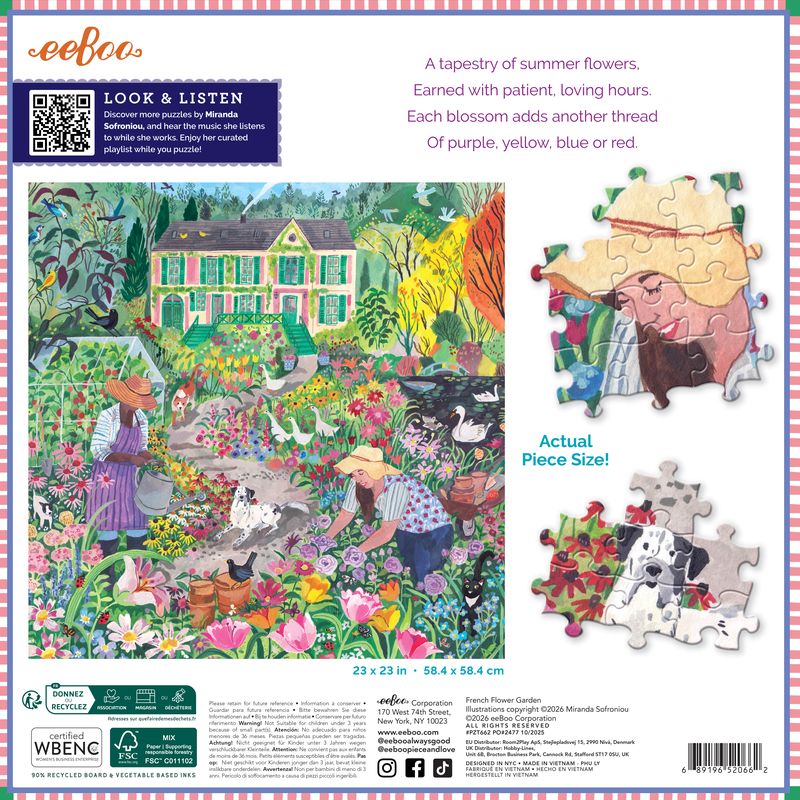 French Flower Garden 1000pc Puzzle | eeBoo | PZT662