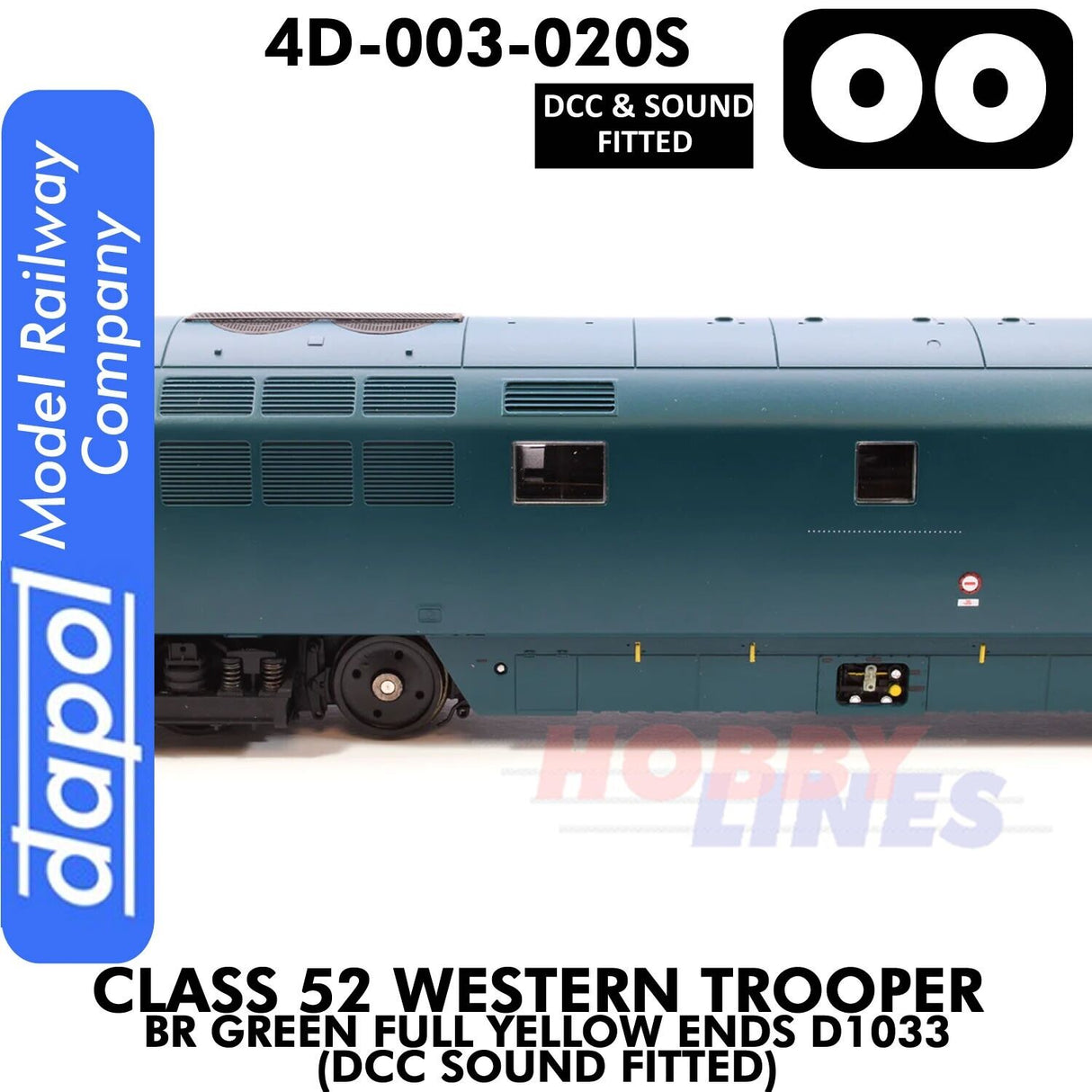 Class 52 Western Trooper - BR Green Full Yellow Ends D1033 - DCC & Sound Fitted | Dapol | 4D-003-020S