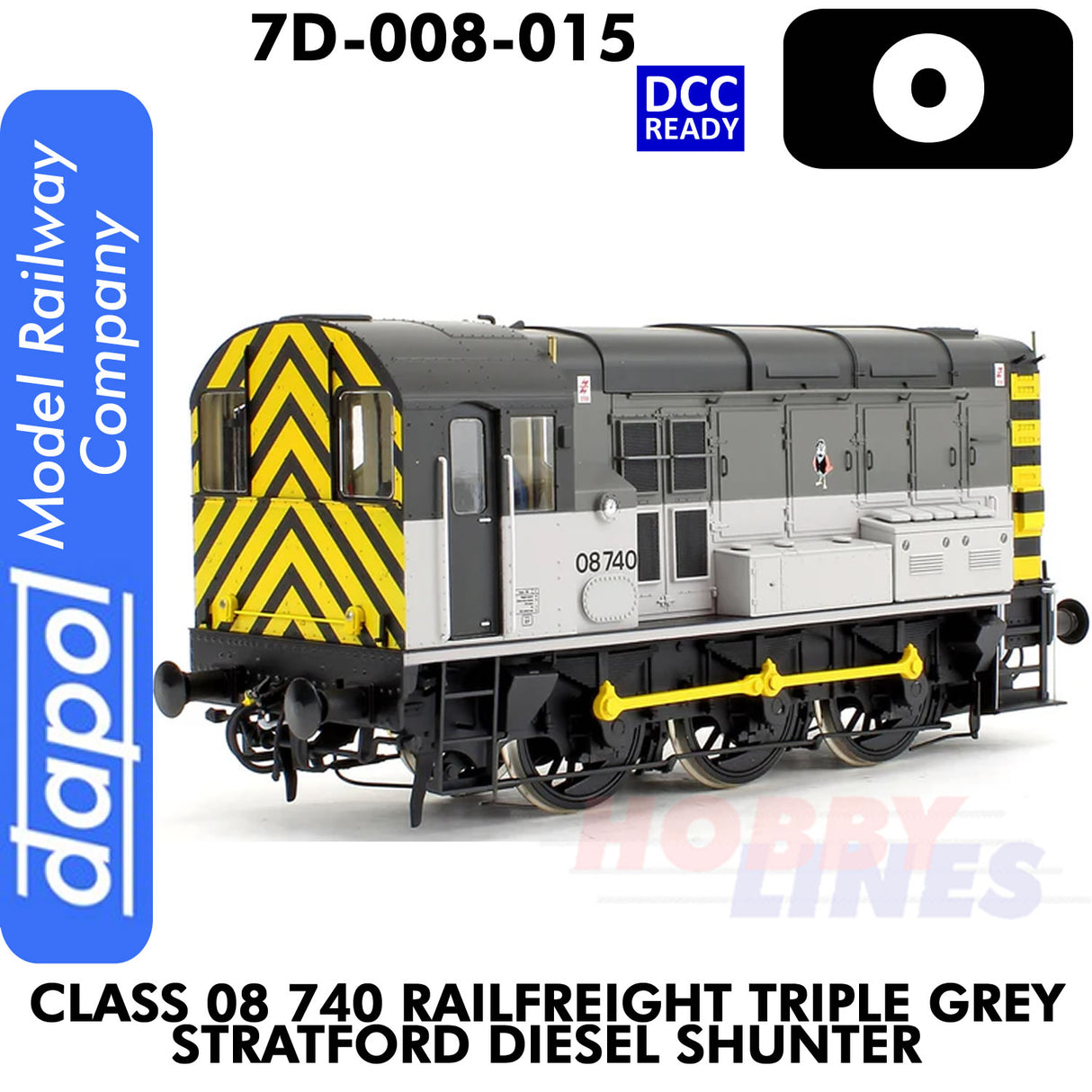 Class 08 740 Rail freight Triple Grey Stratford Diesel Shunter - DCC Ready | Dapol | 7D-008-015