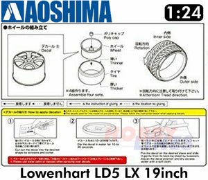 Lowenhart LD5 LX 19inch 1:24 WHEELS & TYRES Set of 4 AOSHIMA Tuned Parts 05529