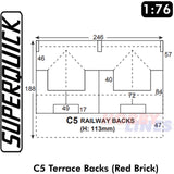 RED BRICK TERRACE BACKS C5 1:72 OO HO Railway Building Series C C05 SuperQuick