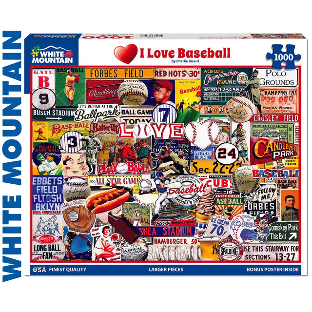 I Love Baseball - 1000pc Puzzle | White Mountain | 1748pz