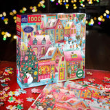 eeBoo HOLIDAY VILLAGE 1000 pc Square Jigsaw Puzzle Super Deluxe Christmas PZTHYV