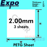 SUPER CLEAR PETG SHEET 1.0 / 1.5 / 2.0mm 9 x 13" pk 3 A4 plastic Expo Tools